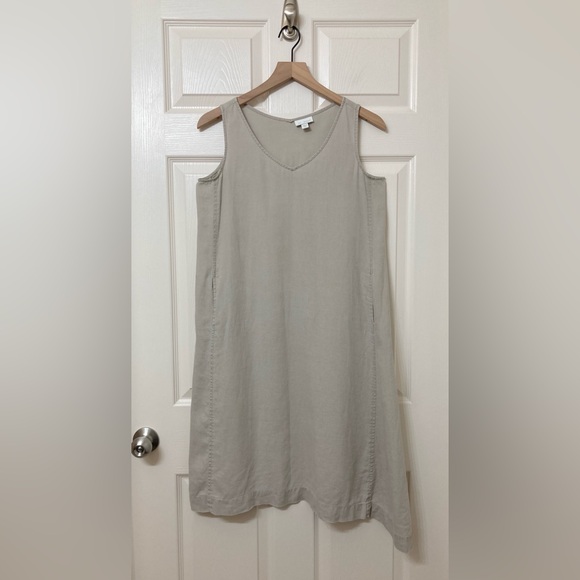 J. Jill Dresses & Skirts - Pure J Jill Taupe Linen Sleeveless Shift Tank Dress XSP Minimalist Beach Coastal
